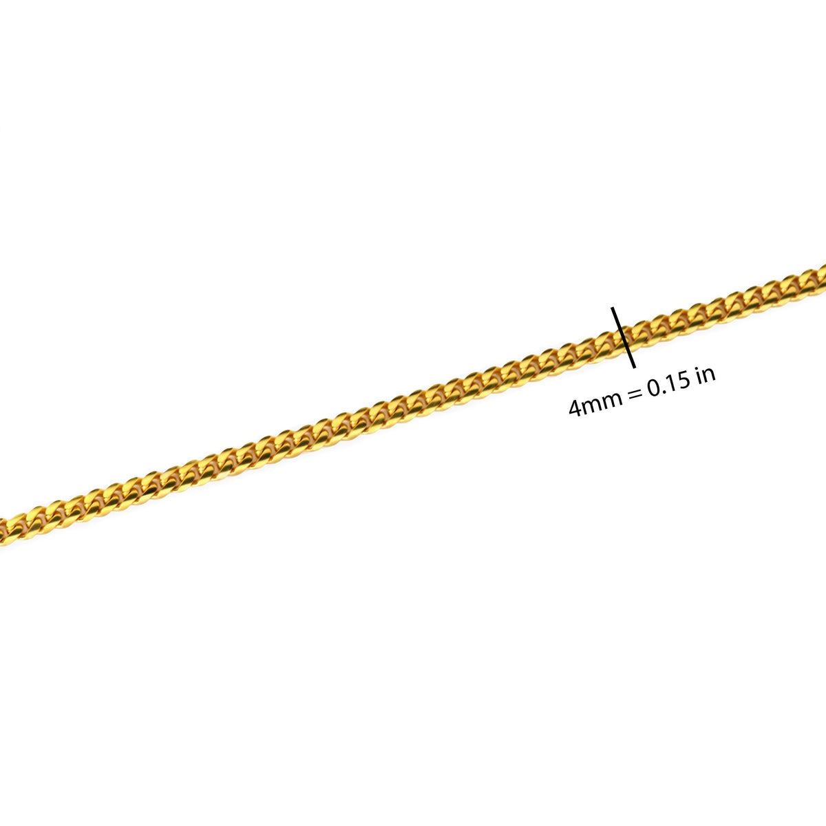 10K Yellow Gold 4mm Cuban Link Chain Necklace Z7729