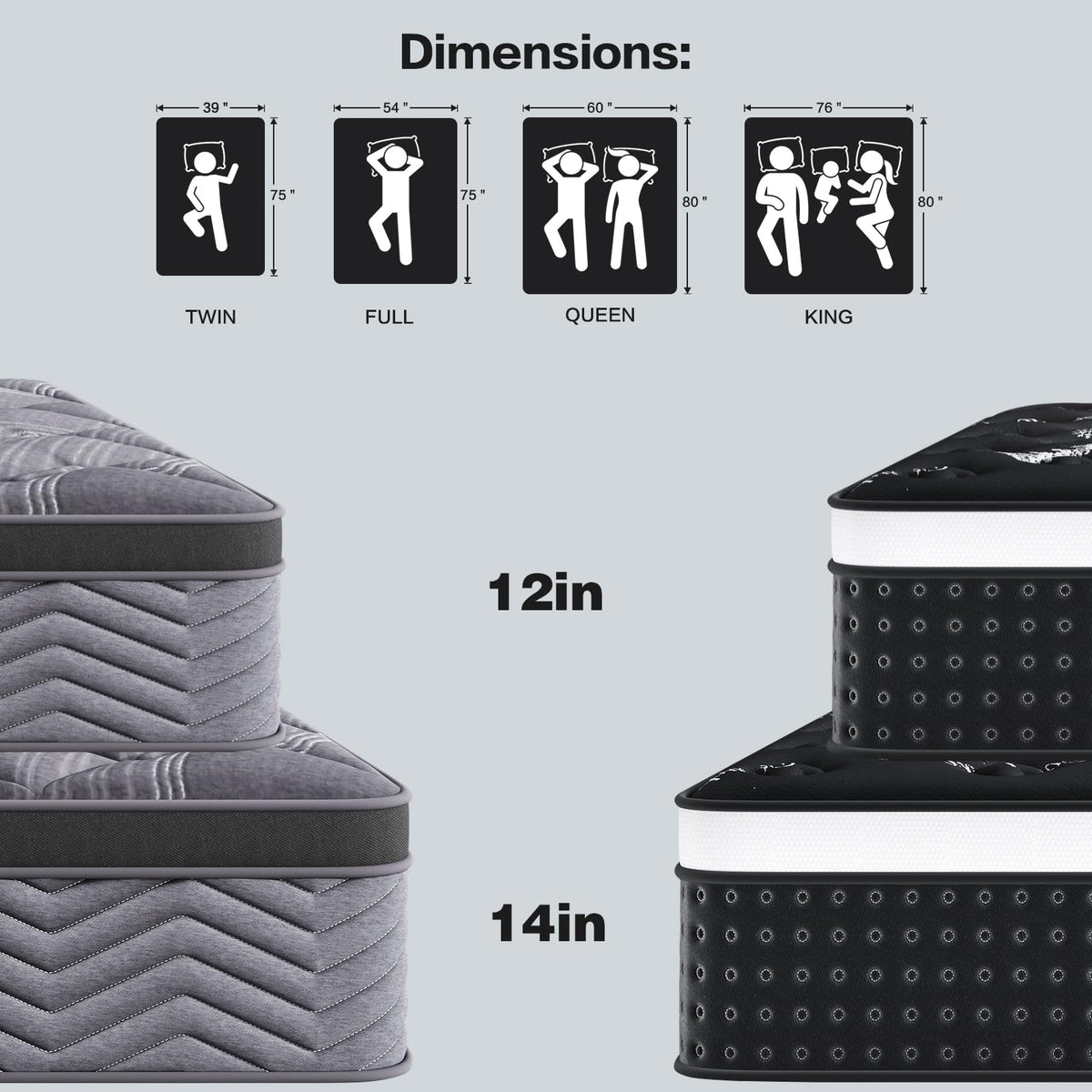 12 Inch Full Hybrid Mattress with Pocket Springs & Cooling Memory Foam C523673