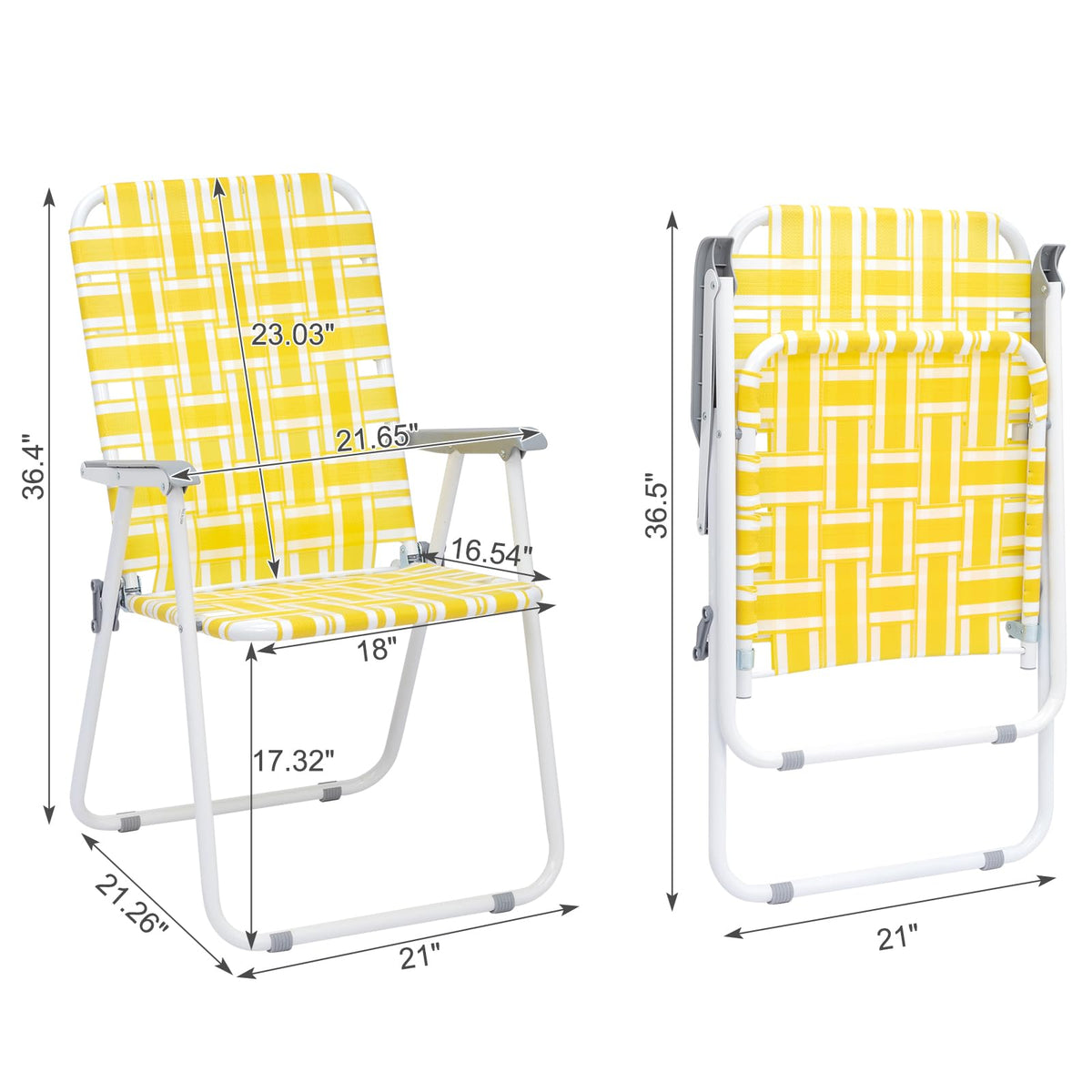 Yellow 2 Pack Folding Web Chair X3911