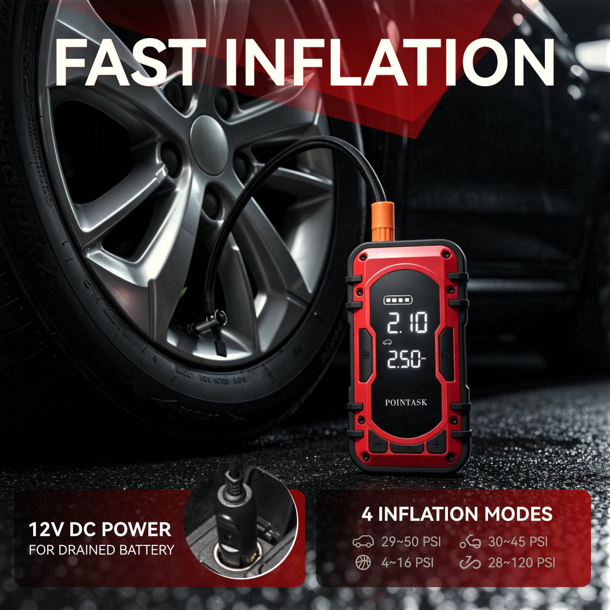 12V Portable Car Jump Starter with Air Compressor Q16348
