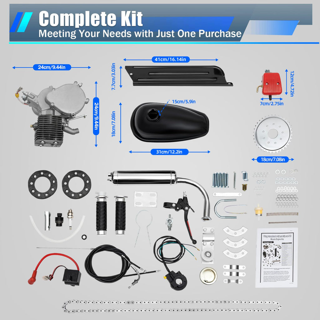100CC 2-Stroke Bicycle Engine Kit with 44 Tooth Sprocket I327683
