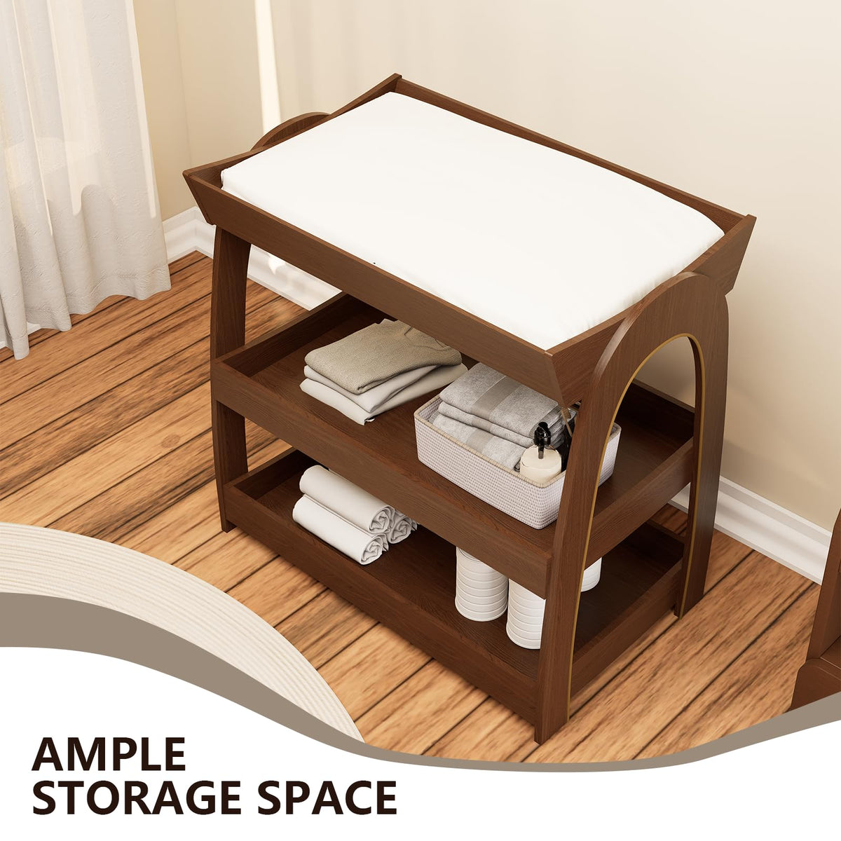 Wood 2-Tier Baby Changing Table W422