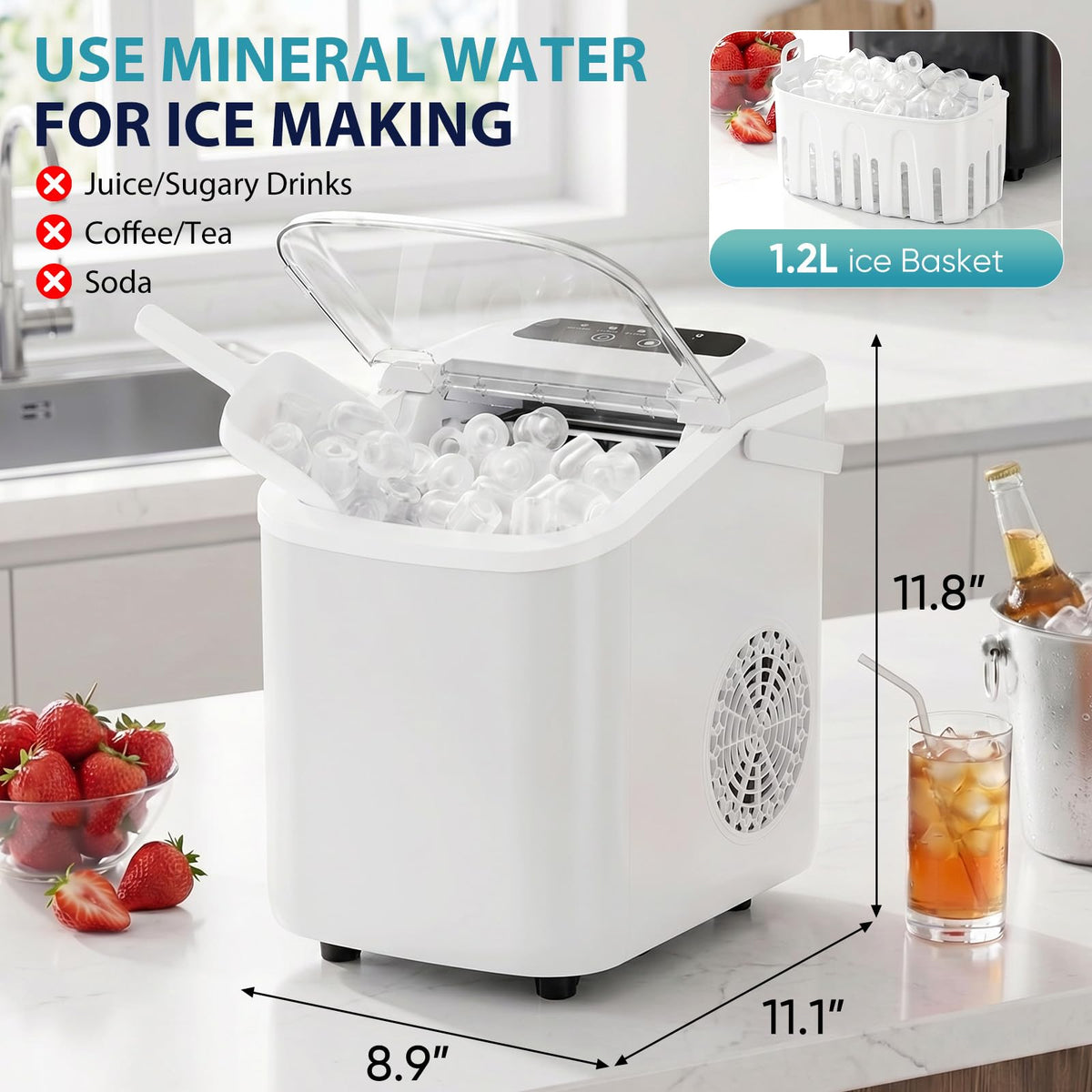 Countertop Ice Maker with Portable Handle A1129