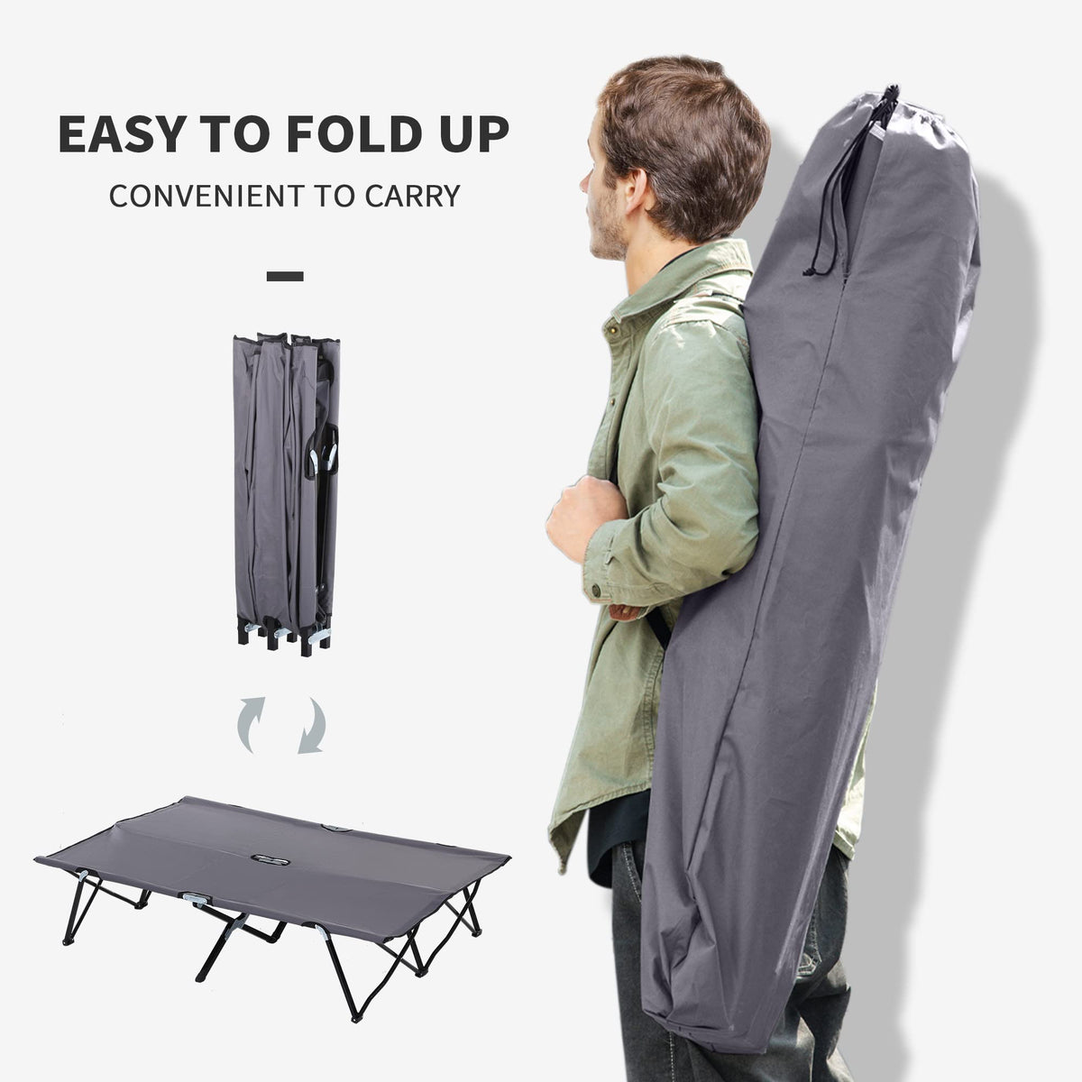 2 Person Folding Camping Cot with Carry Bag R64371