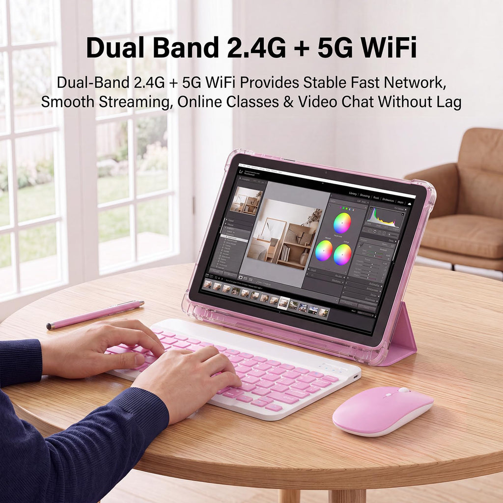10 Inch 2 in 1 Tablet with Keyboard Kit & Case Pink N7885
