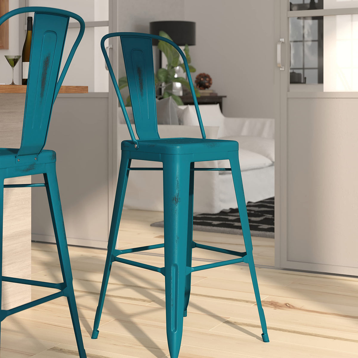 30" Metal Counter Stool with Footrest G823236