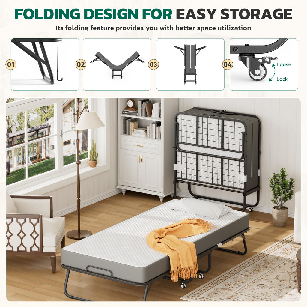 Folding Bed with 5" Memory Foam N351
