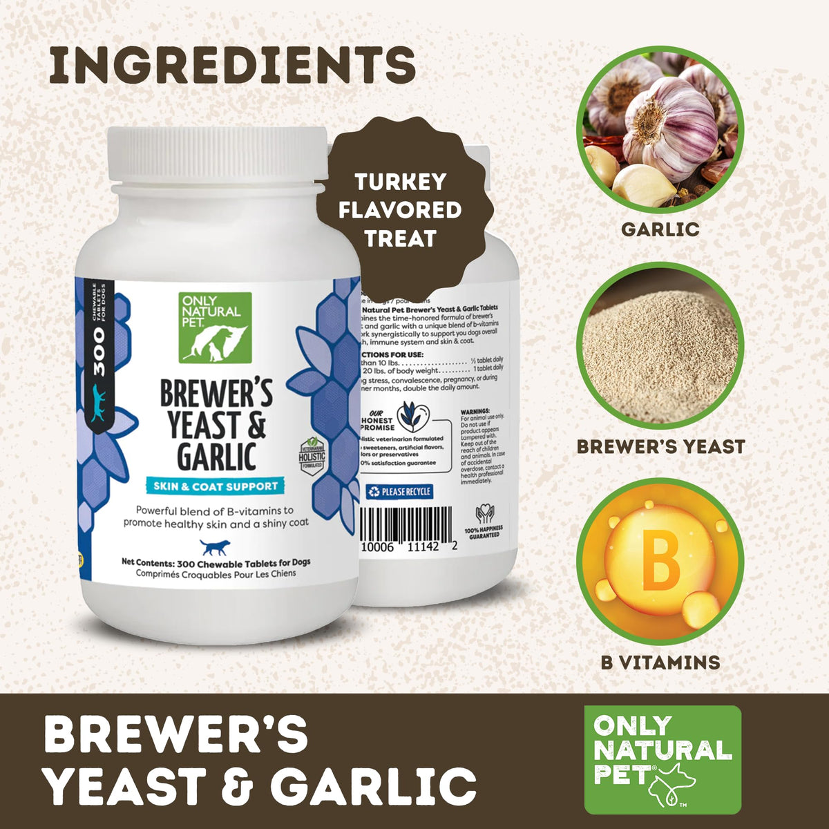 Brewer's Yeast & Garlic Chewables 300 Count Tablet 3 Pack T127