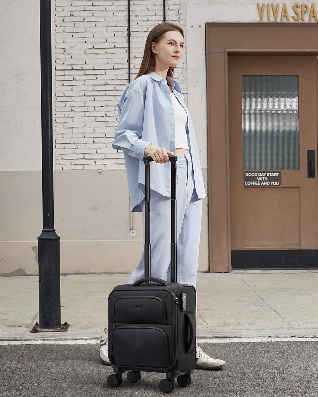 16 Inch Softside Spinner Luggage with TSA Lock U891