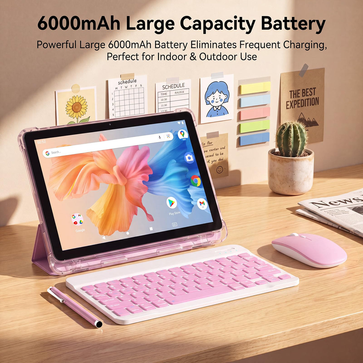 10 Inch 2 in 1 Tablet with Keyboard Kit & Case Pink N7885
