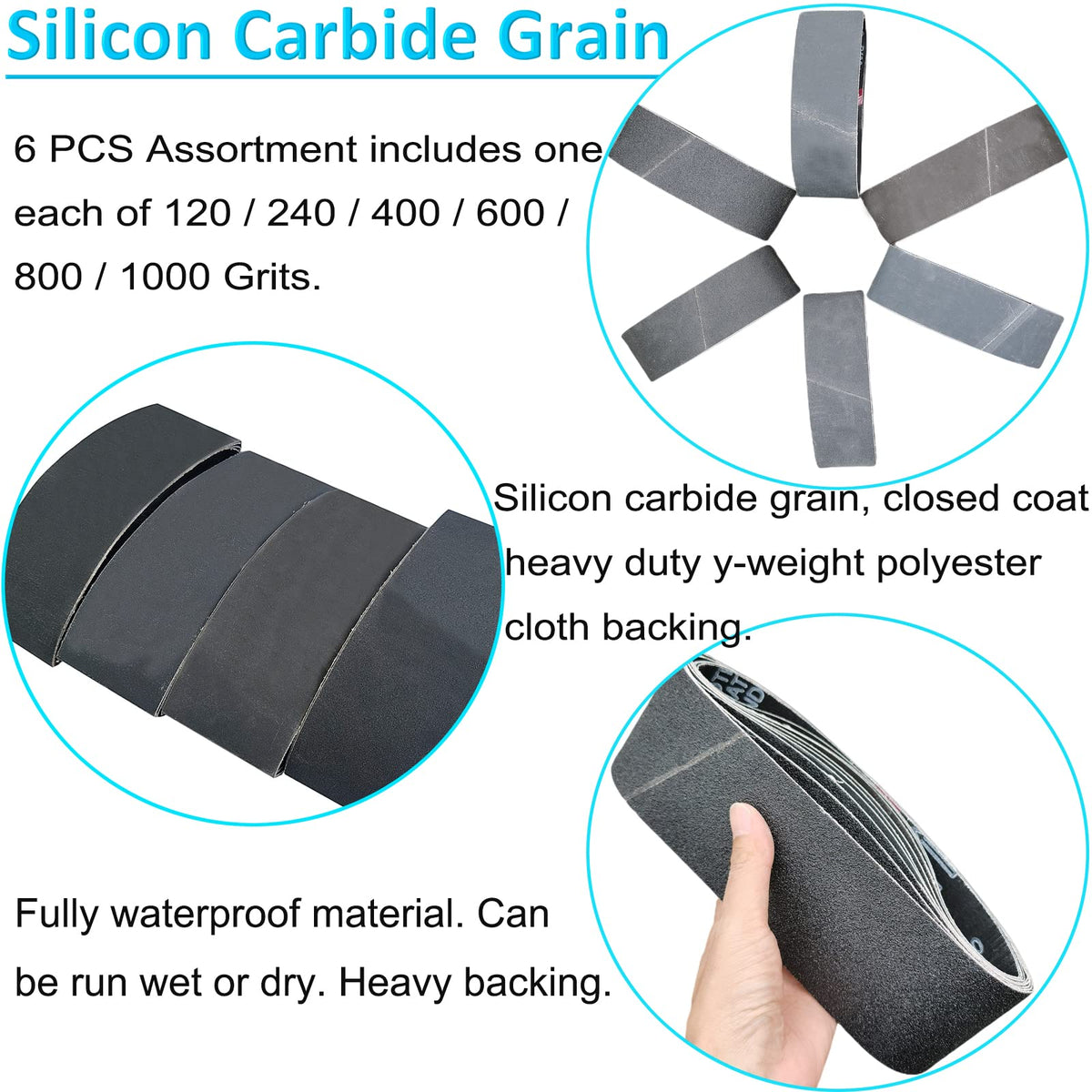 4 x 36 Inch Silicon Carbide Sanding Belts 6 Pack D951895