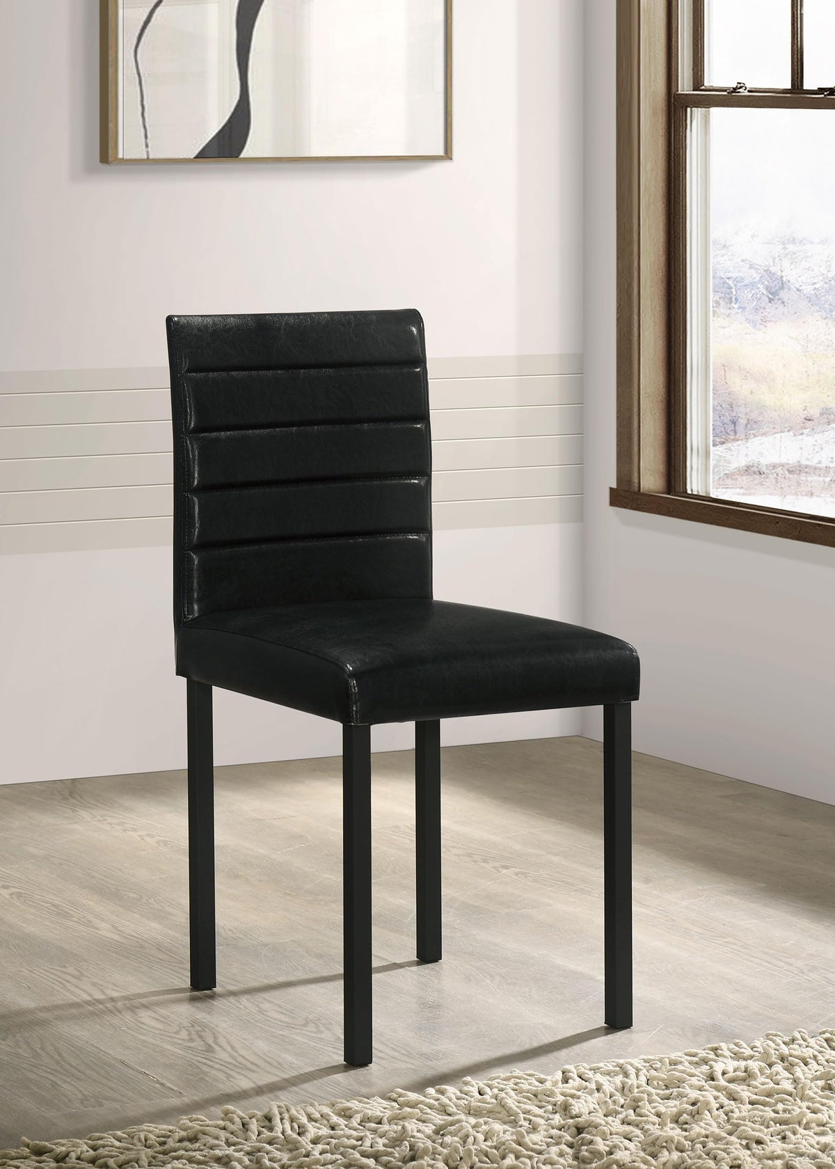 Black Faux Leather Dining Side Chair Set of 4 P499