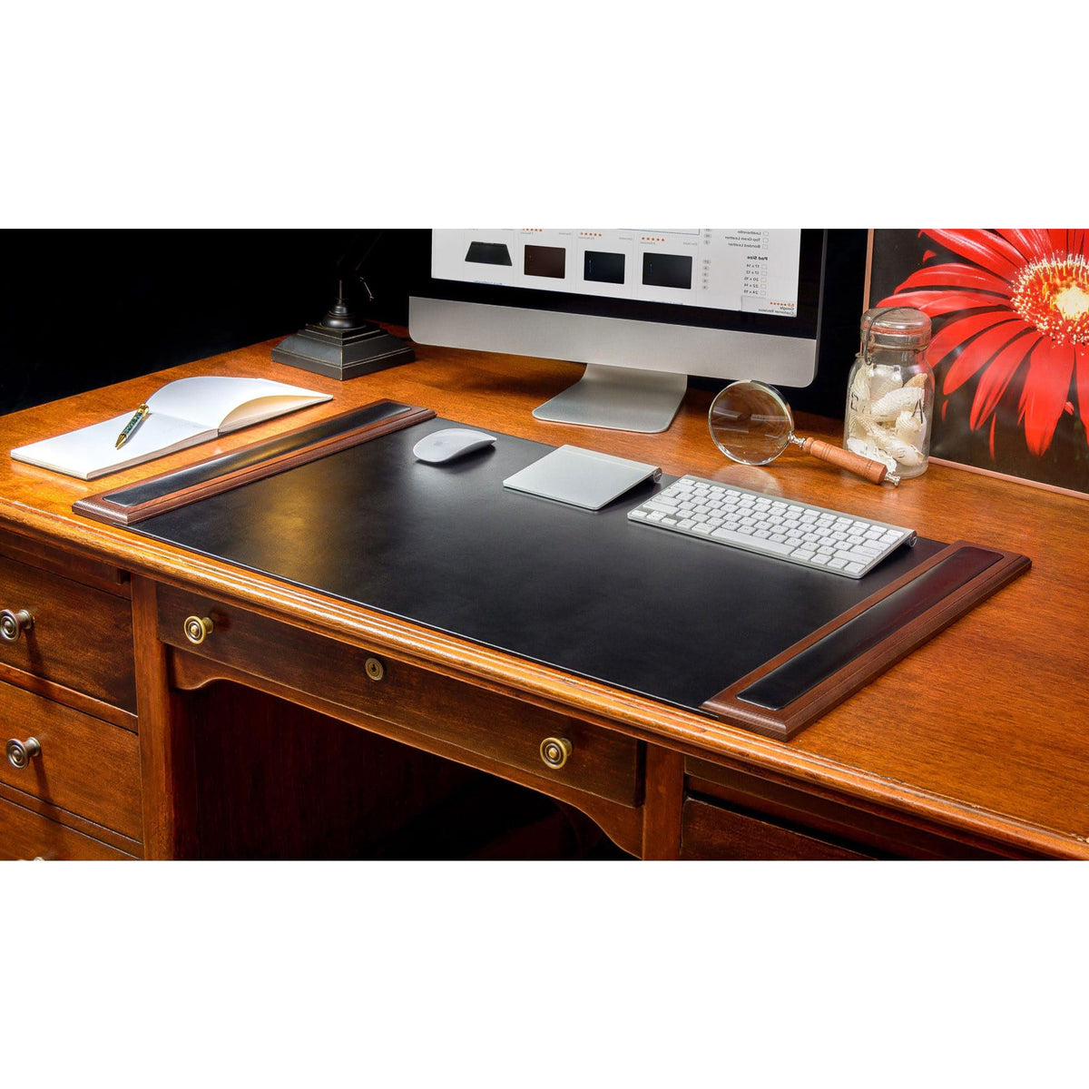 7 Piece Walnut Black Leather Desk Set N53368