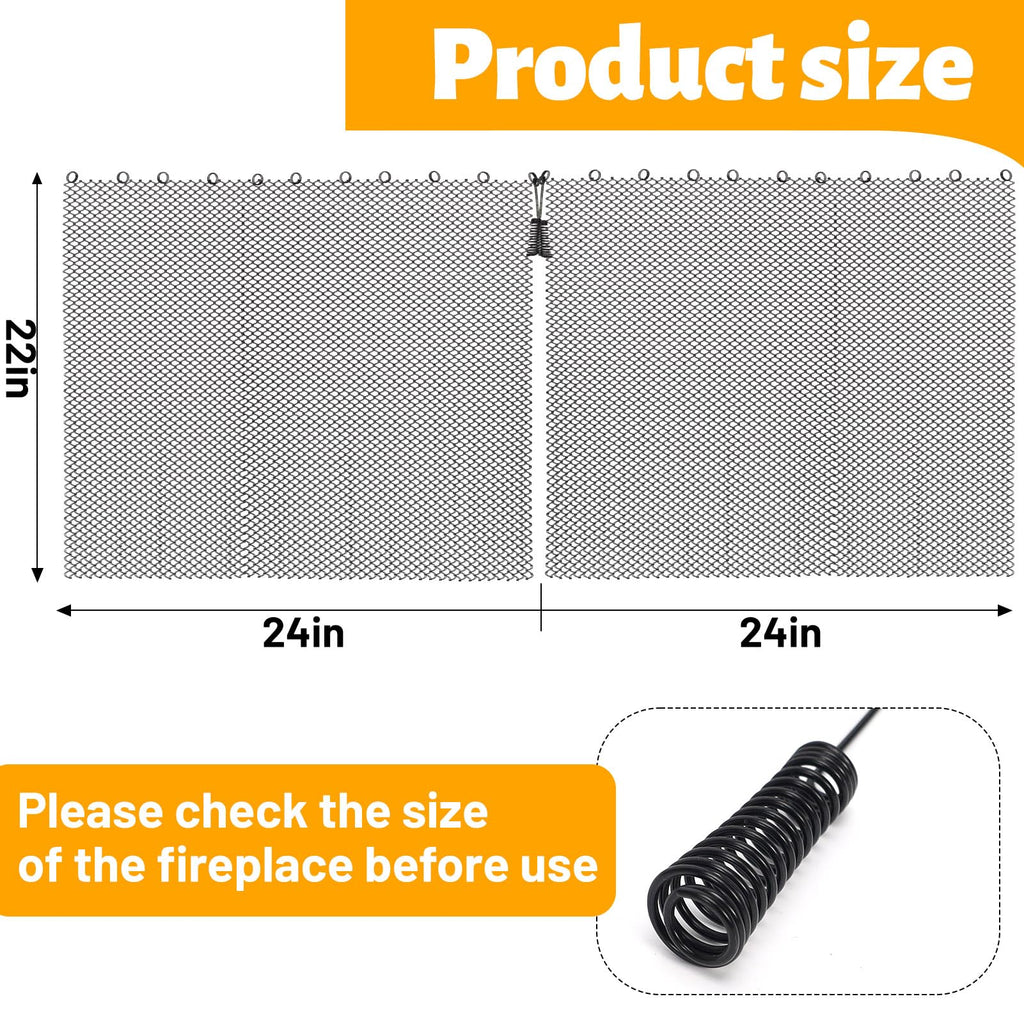 2 Pack Black Metal Fireplace Mesh Screen Curtain B136415