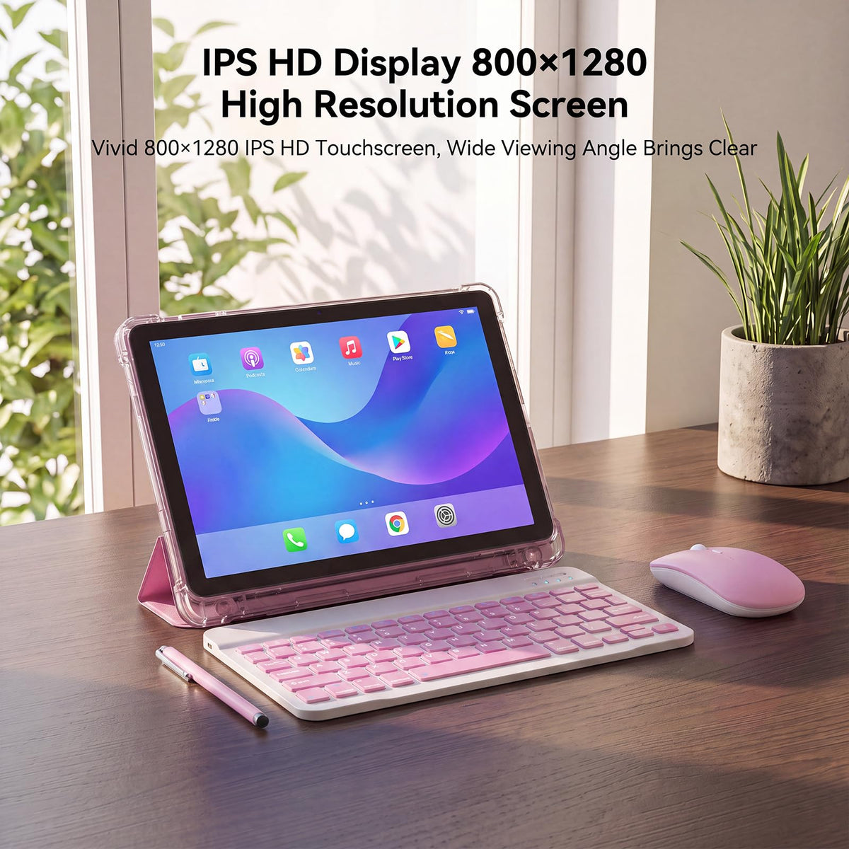 10 Inch 2 in 1 Tablet with Keyboard Kit & Case Pink N7885