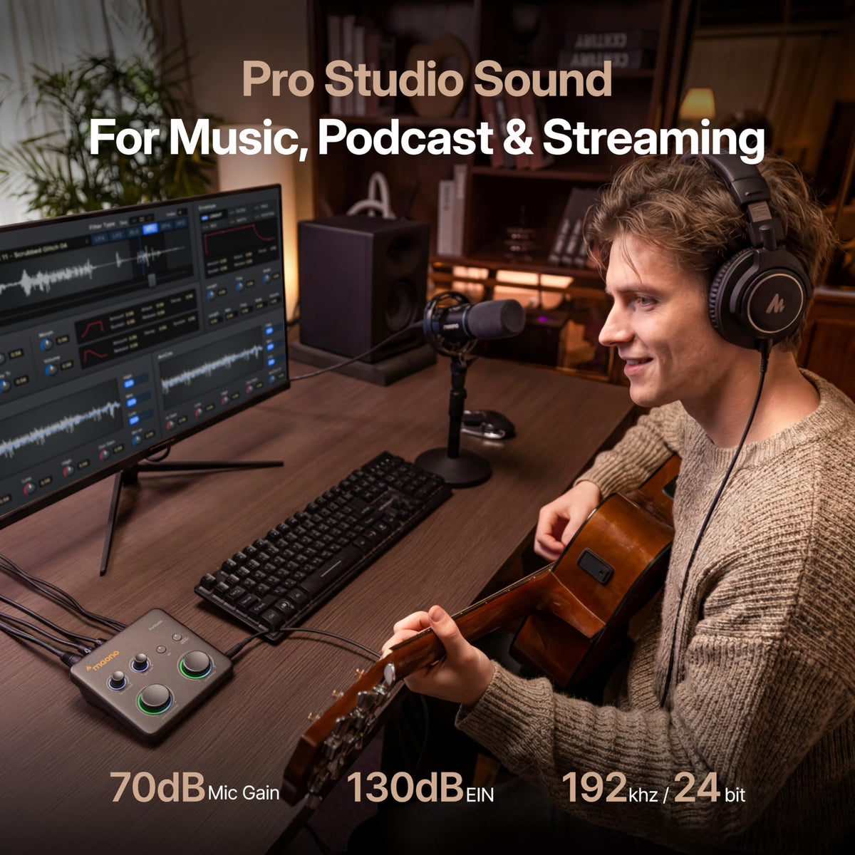 USB Audio Interface with 70dB Gain W215