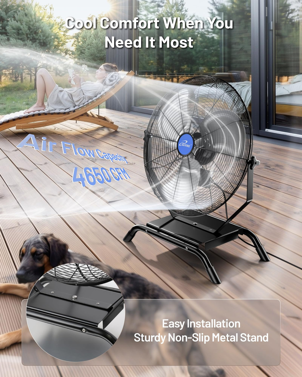 20" Variable Speed Indoor/Outdoor Fan, 4650 CFM, Black M73301