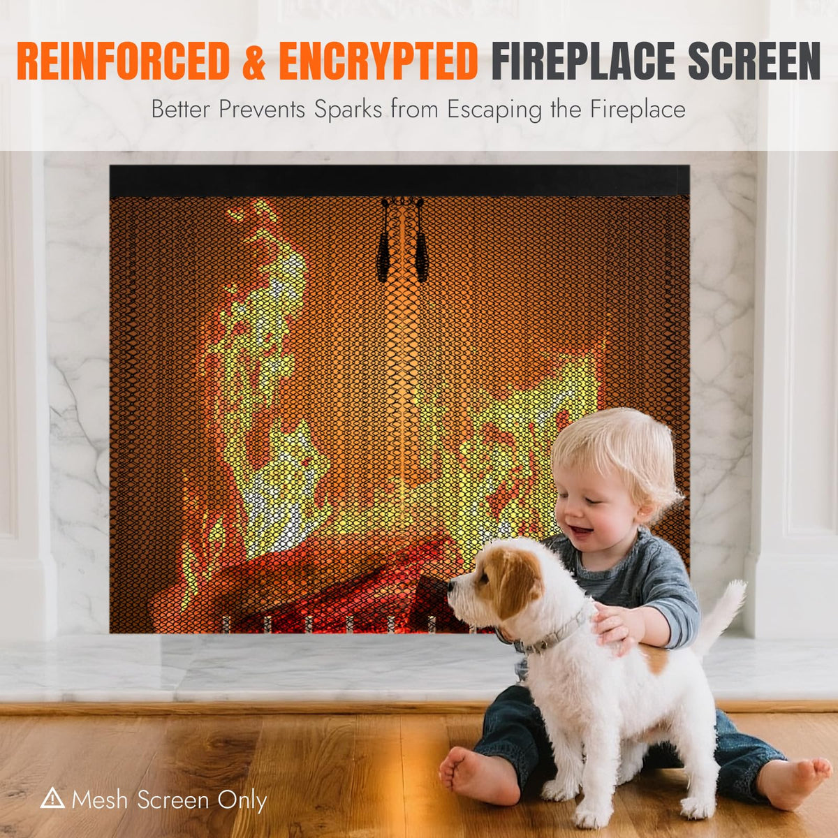 2 Pcs Fireplace Screen Mesh Curtain C98459