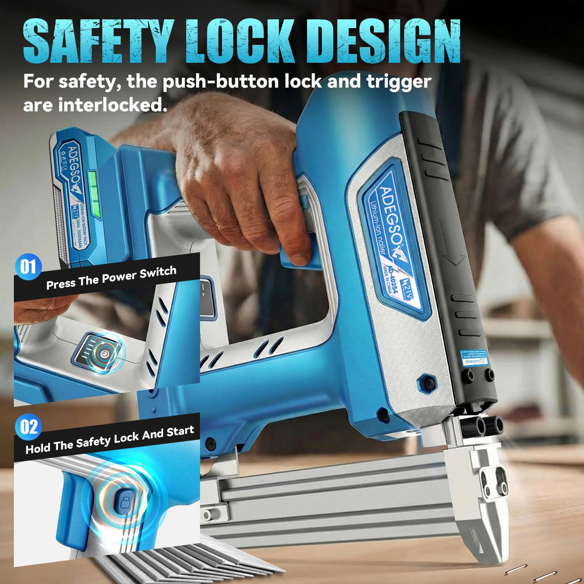 18 Gauge 2-in-1 Cordless Brad Nailer Stapler L7480