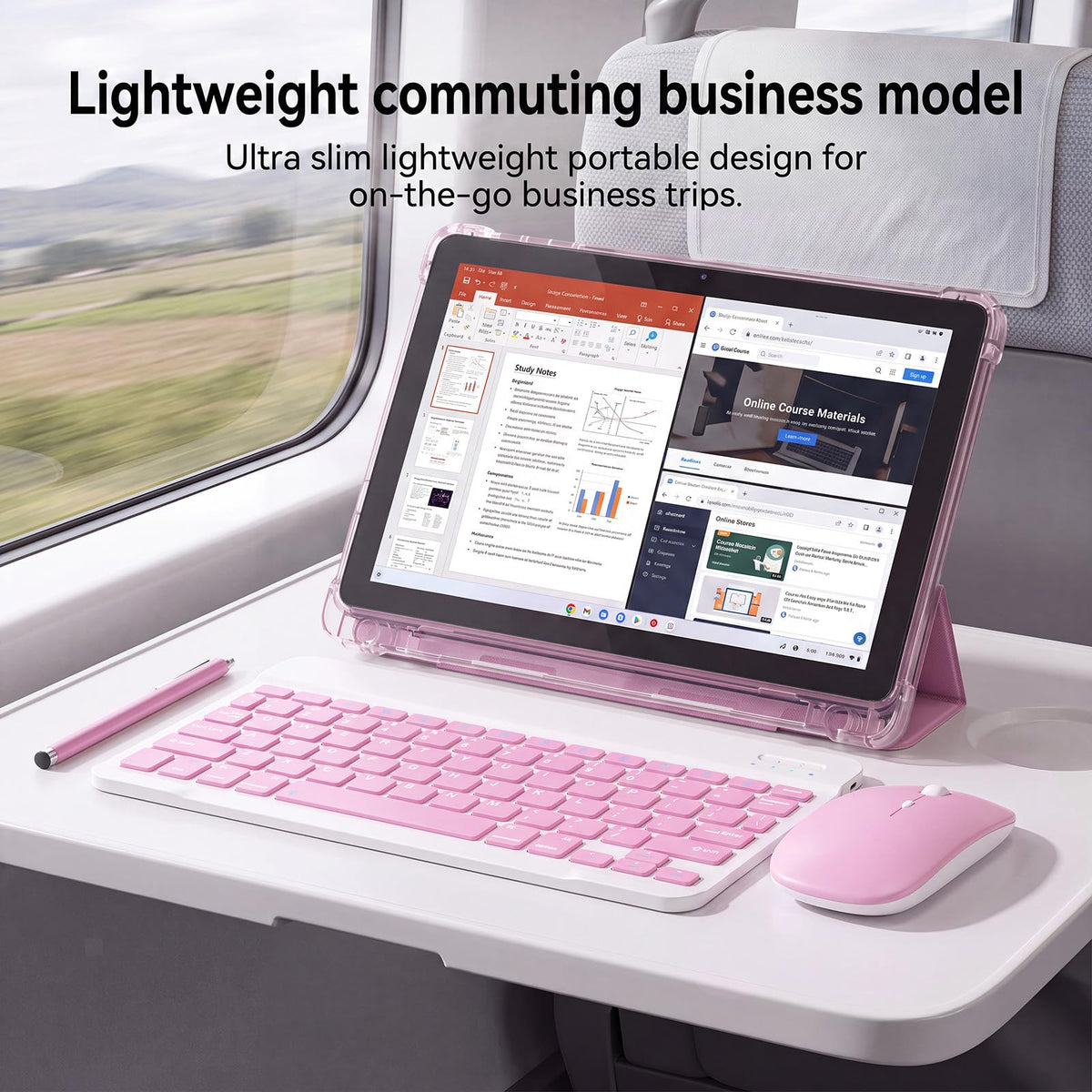 10 Inch 2 in 1 Tablet with Keyboard Kit & Case Pink N7885