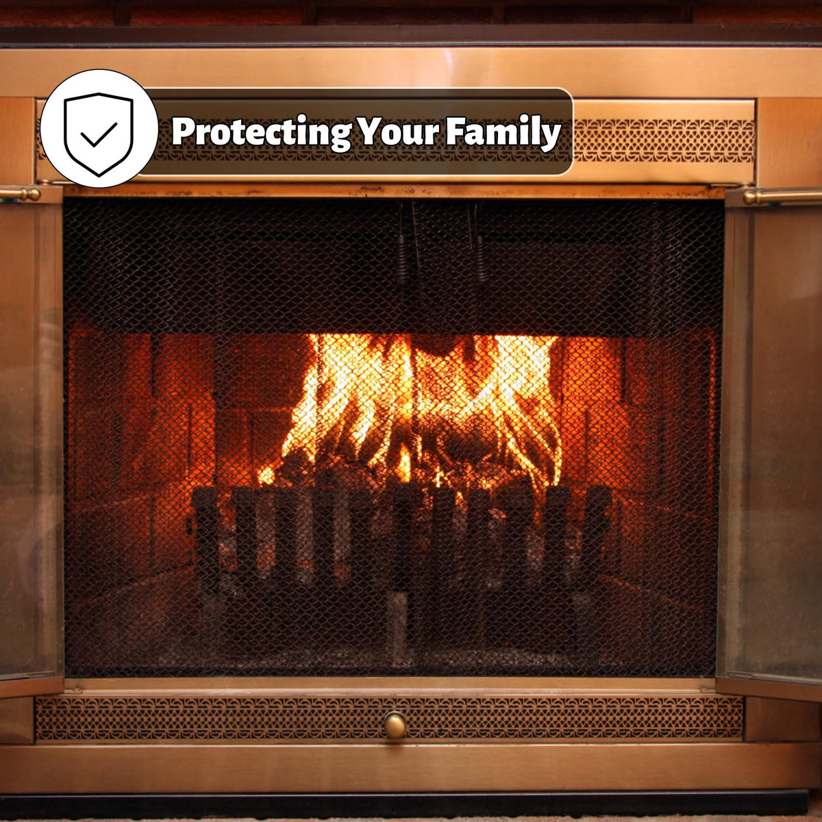 2 Pack Black Metal Fireplace Mesh Screen Curtain B136415
