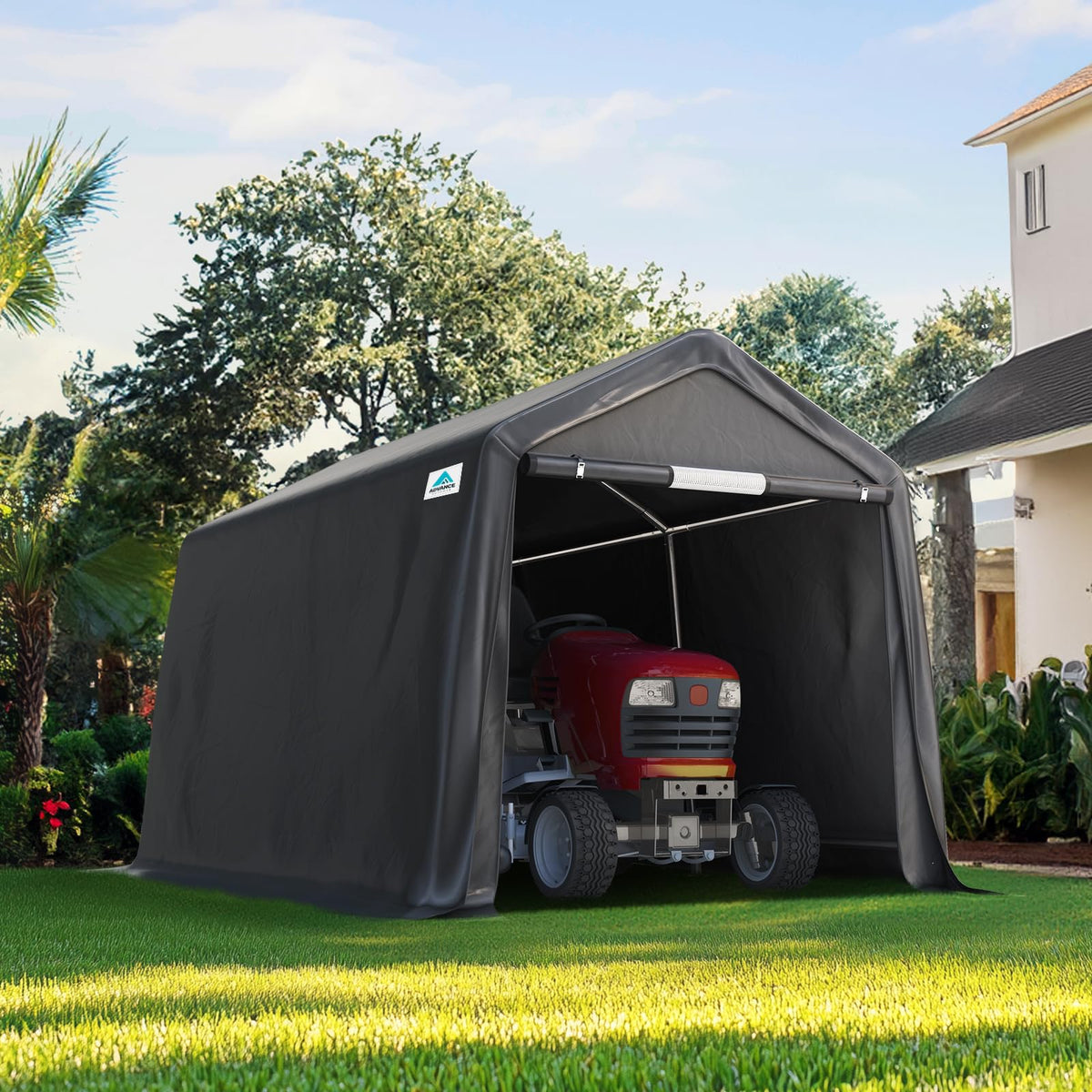 8x14 ft Steel Portable Garage Shelter with 2 Roll up Doors A77376