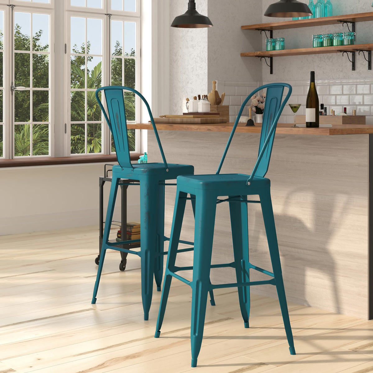 30" Metal Counter Stool with Footrest G823236