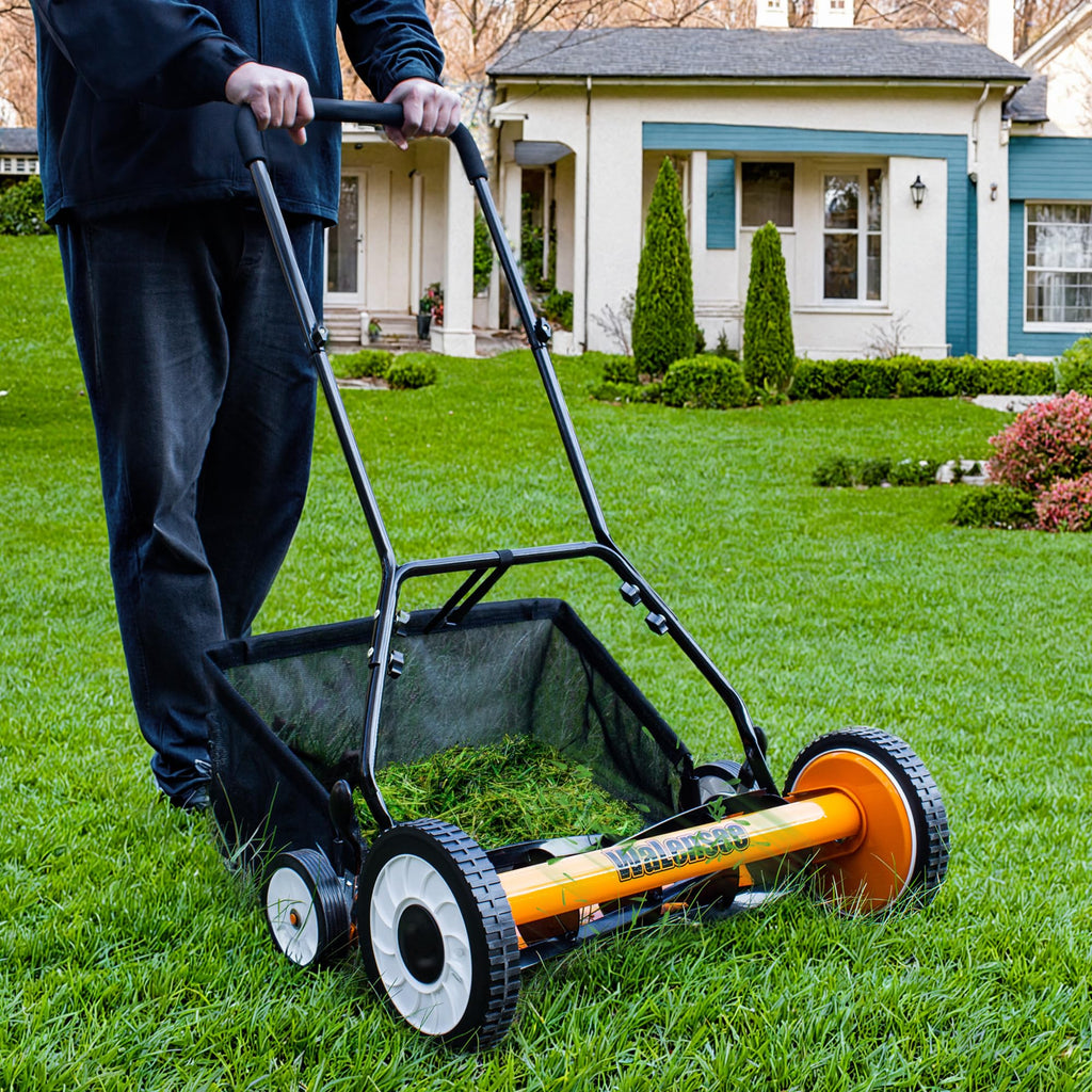 20-Inch 5-Blade Manual Reel Lawn Mower with Grass Catcher E161