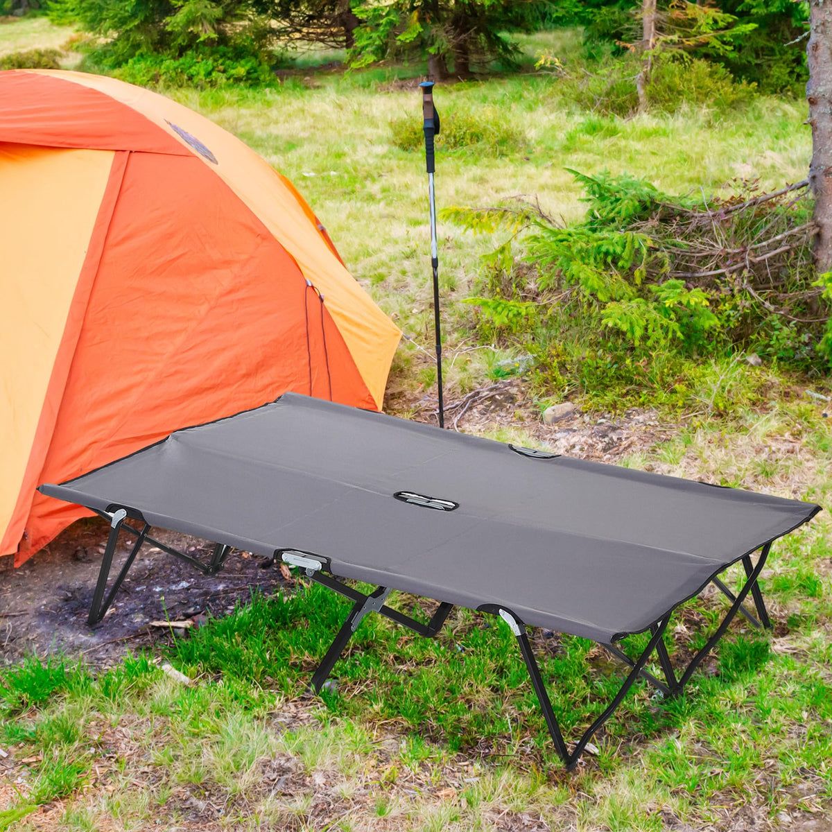 2 Person Folding Camping Cot with Carry Bag R64371