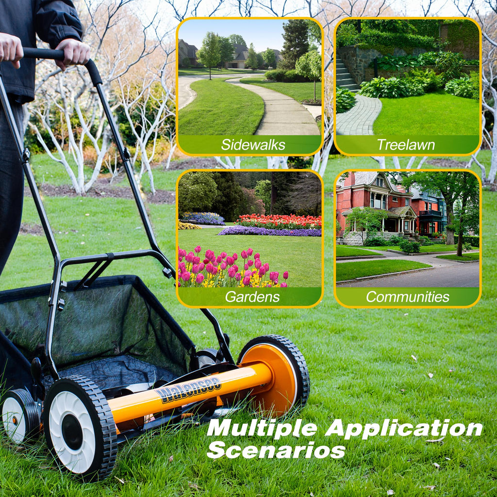 20-Inch 5-Blade Manual Reel Lawn Mower with Grass Catcher E161