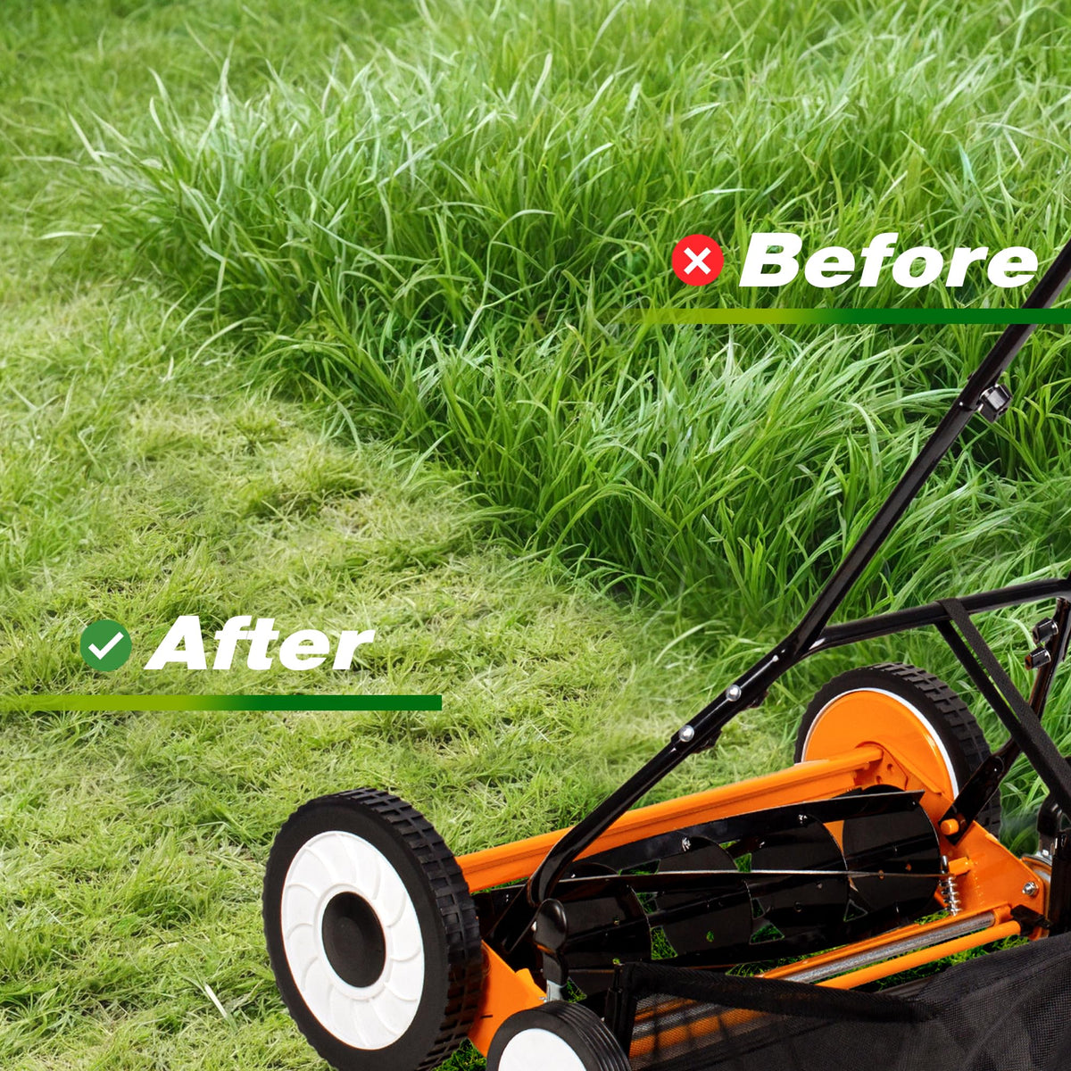 20-Inch 5-Blade Manual Reel Lawn Mower with Grass Catcher E161
