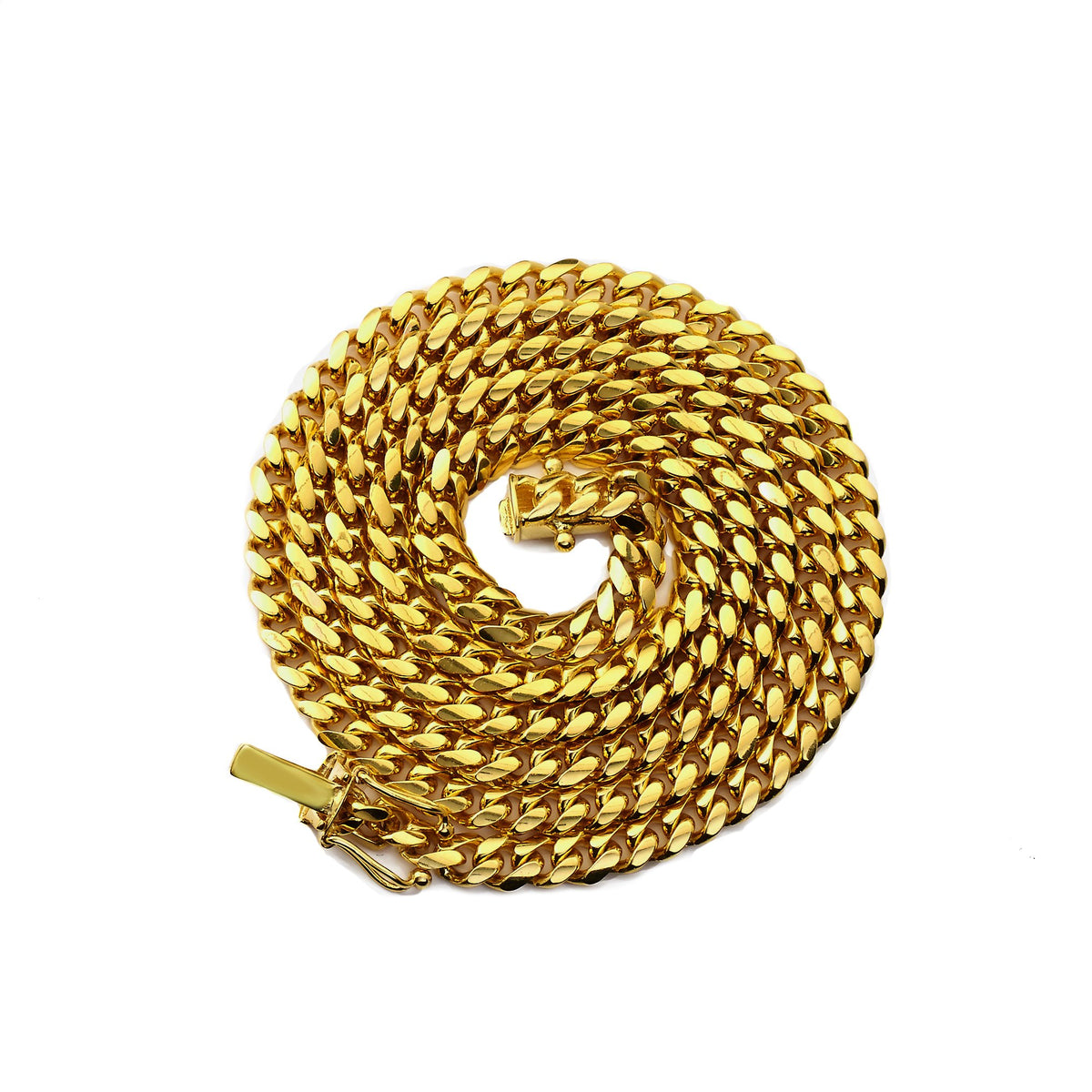 10K Yellow Gold 4mm Cuban Link Chain Necklace Z7729